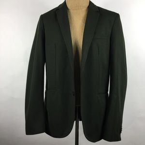 Mens Z-Dark Green Winter Blazer - Hunter Sport Coat jacket Modern Fit 2 Buttons Style Notch
